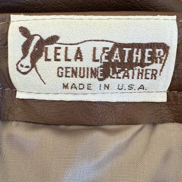 VTG Lela Leather Skirt sz 7/8 Modern 4 S Brown Western Festival Concert Pencil - Picture 2 of 10